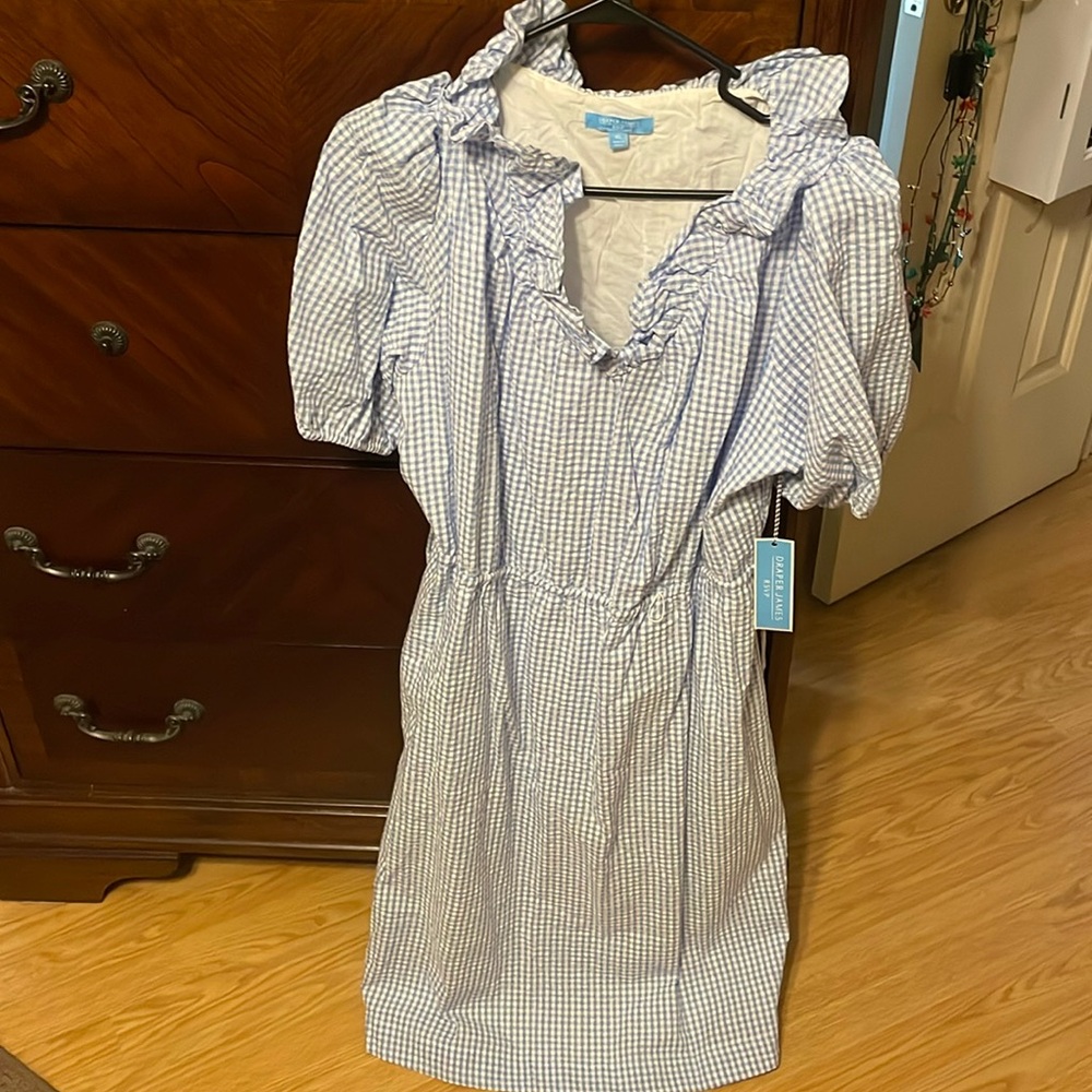 New with tags women’s Draper James gingham blue and white dress size XL